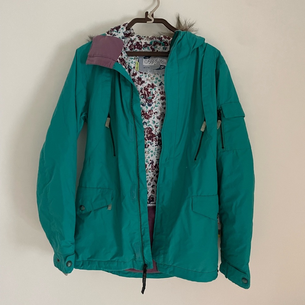 Burton Teal Ski Jacket with Floral Lining